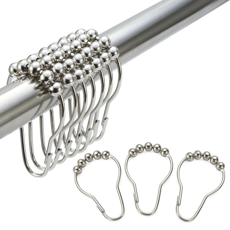 12 Sets Shower Curtain Rings Stainless Steel Rustproof Metal Hooks for Bathroom Shower Rods Curtains