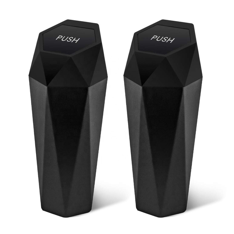 Leakproof Vehicle Trash Bin Easy Clean Up Car Trash Can with Lid New Car Dustbin Diamond Design
